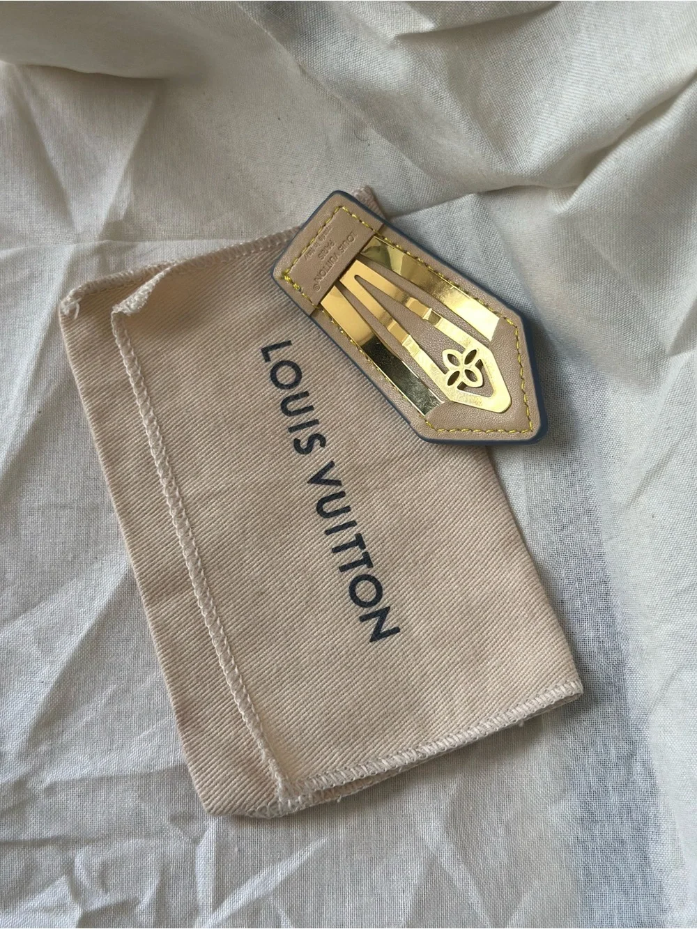 Rare LOUIS VUITTON LV Backstage Denim Monogram Hair Clip Barrette Accessory $655